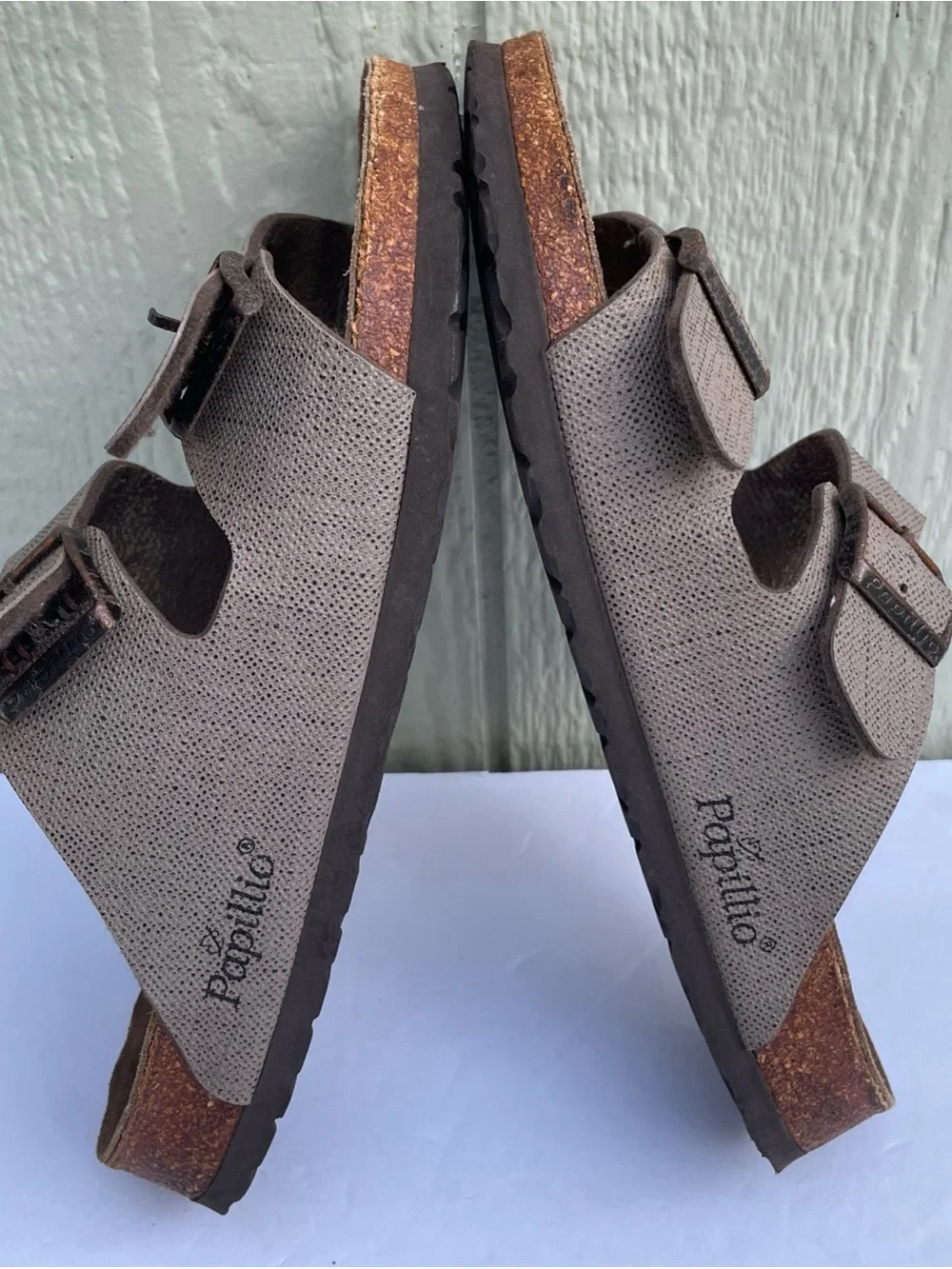 BIRKENSTOCK Paoillio Mens 9 W 11 Arizona Birkibuc Sandals Brown FLAW